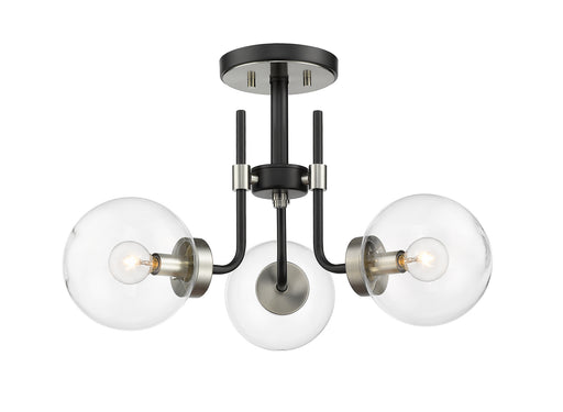 Z-Lite 477-3SF-MB-BN Parsons Three Light Semi Flush Mount, Matte Black / Brushed Nickel Main Image.jpg