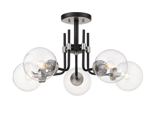 Z-Lite 477-5SF-MB-BN Parsons Five Light Semi Flush Mount, Matte Black / Brushed Nickel Main Image.jpg