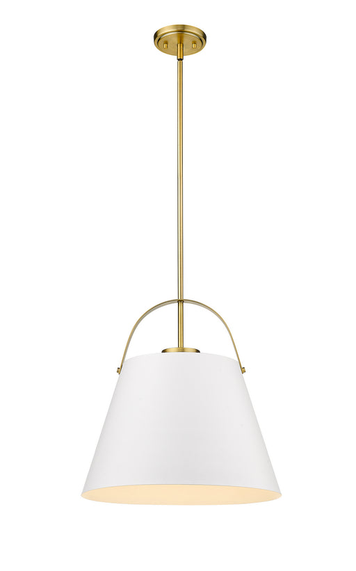 Z-Lite 726P18-MW+HBR Z-Studio One Light Pendant, Matte White / Heritage Brass Main Image.jpg