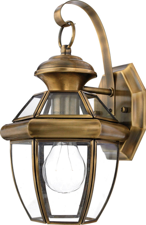 Quoizel NY8315A Newbury One Light Outdoor Wall Lantern, Antique Brass Main Image.jpg