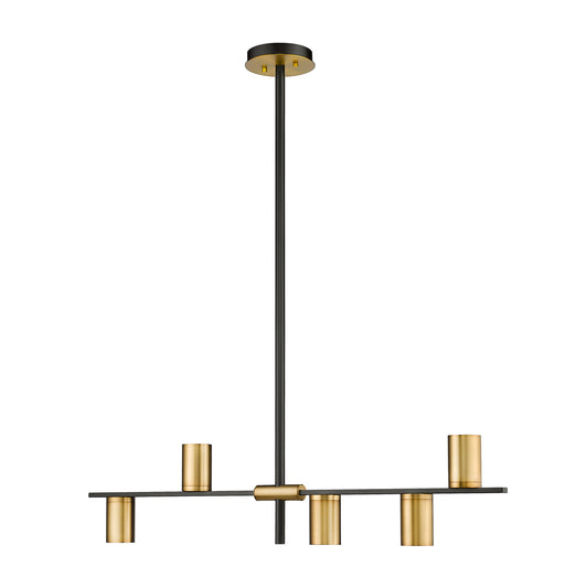 Z-Lite 814-5L-MB-OBR Calumet Five Light Island Pendant, Matte Black / Olde Brass Main Image.jpg