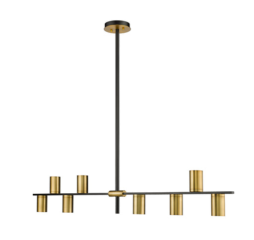 Z-Lite 814-8L-MB-OBR Calumet Eight Light Island Pendant, Matte Black / Olde Brass Main Image.jpg