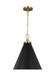 Visual Comfort Studio CP1271MBKBBS Wellfleet One Light Pendant, Midnight Black and Burnished Brass Main Image.jpg