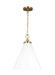 Visual Comfort Studio CP1271MWTBBS Wellfleet One Light Pendant, Matte White and Burnished Brass Main Image.jpg