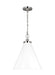 Visual Comfort Studio CP1271MWTPN Wellfleet One Light Pendant, Matte White and Polished Nickel Main Image.jpg