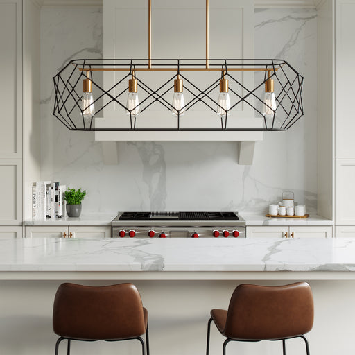Visual Comfort Studio 6634105-848 Zarra Five Light Linear Chandelier, Satin Brass Alternate Image.jpg