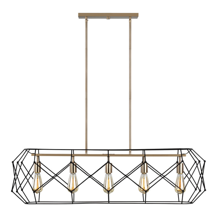 Visual Comfort Studio 6634105-848 Zarra Five Light Linear Chandelier, Satin Brass Main Image.jpg