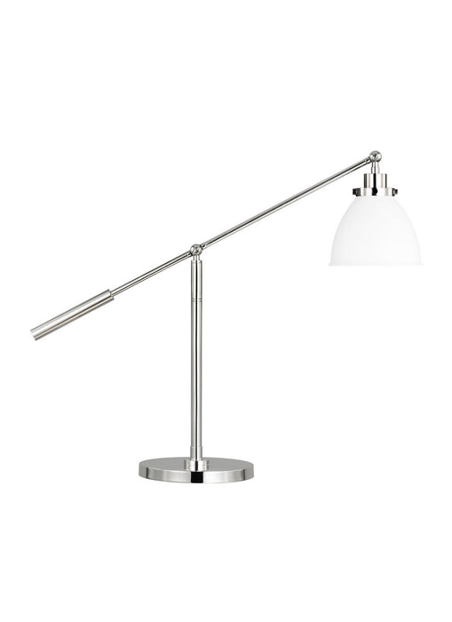 Visual Comfort Studio CT1101MWTPN1 Wellfleet One Light Desk Lamp, Matte White and Polished Nickel Main Image.jpg