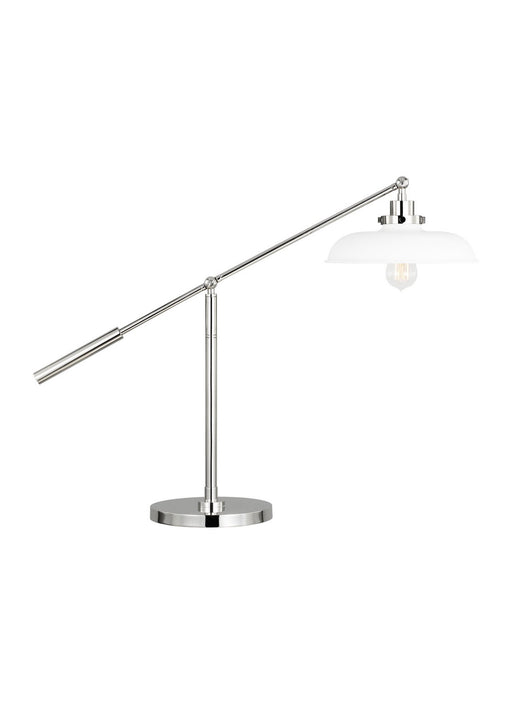 Visual Comfort Studio CT1111MWTPN1 Wellfleet One Light Desk Lamp, Matte White and Polished Nickel Main Image.jpg