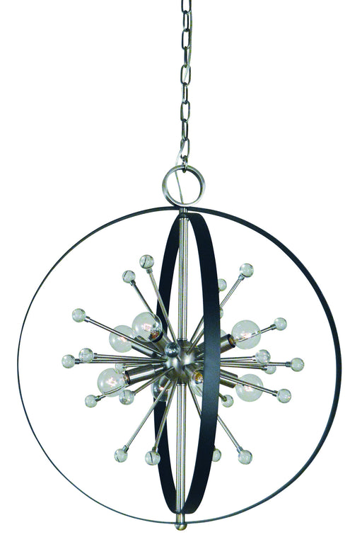 Framburg L1108 BN/MBLACK Nucleus Eight Light Chandelier, Brushed Nickel with Matte Black Accents Main Image.jpg