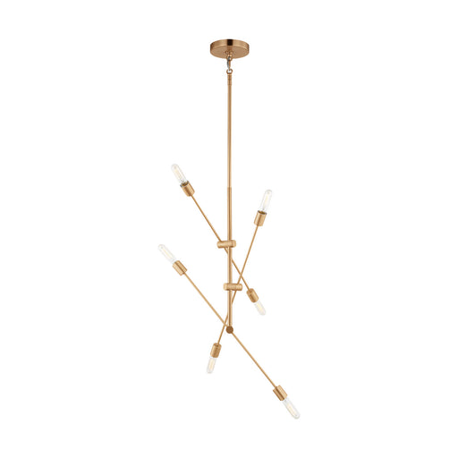 Visual Comfort Studio 3200506-848 Axis Six Light Chandelier, Satin Brass Main Image.jpg