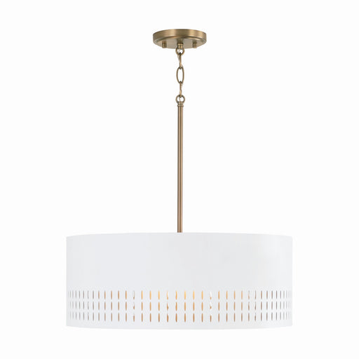 Capital Lighting 350233AW Dash Three Light Pendant, Aged Brass and White Main Image.jpg