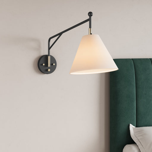 Millennium 13001-MB/VB Elane One Light Swing Arm Wall Sconce, Matte Black/Vintage Brass Main Image.jpg