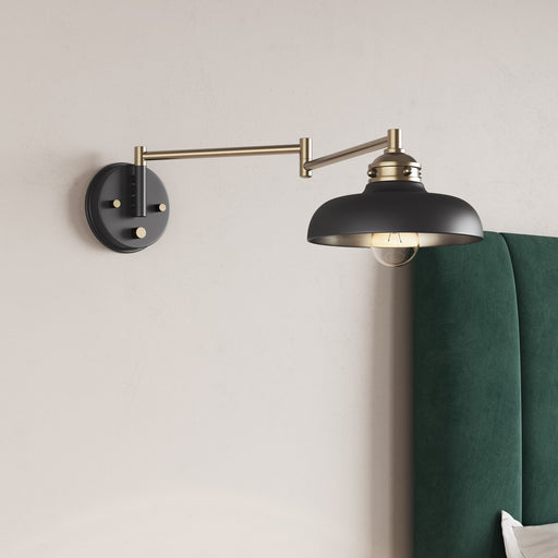 Millennium 15001-MB/VB Ellison One Light Swing Arm Wall Sconce, Matte Black/Vintage Brass Main Image.jpg