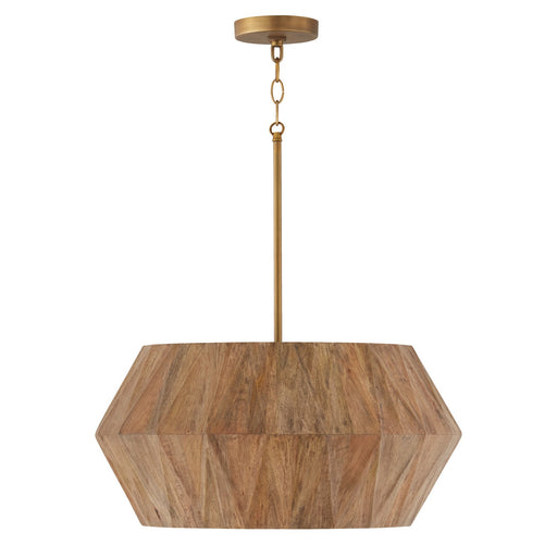 Capital Lighting 351041LW Nadeau Four Light Pendant, Light Wood and Patinaed Brass Main Image.jpg