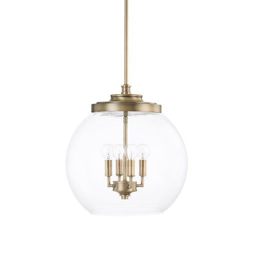 Capital Lighting 321142AD Mid Century Four Light Pendant, Aged Brass Main Image.jpg