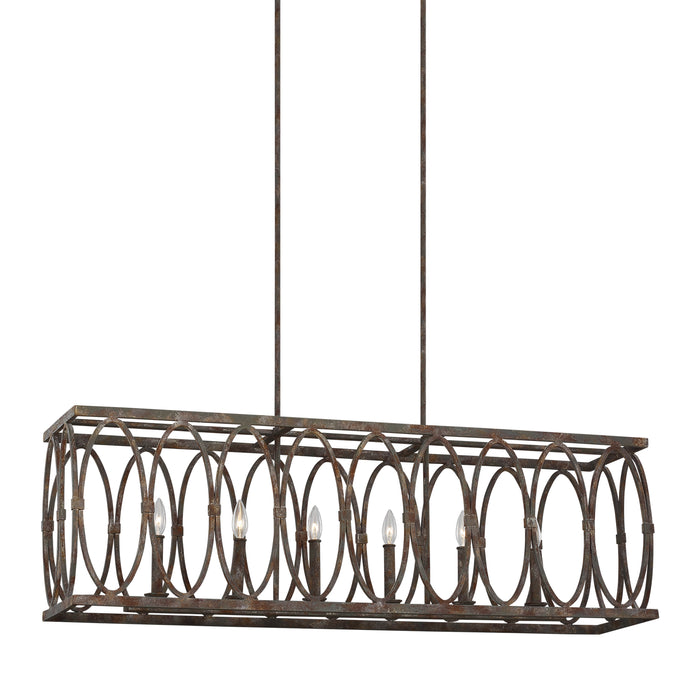 Visual Comfort Studio F3224/6DA Patrice Six Light Linear Chandelier, Deep Abyss Alternate Image.jpg