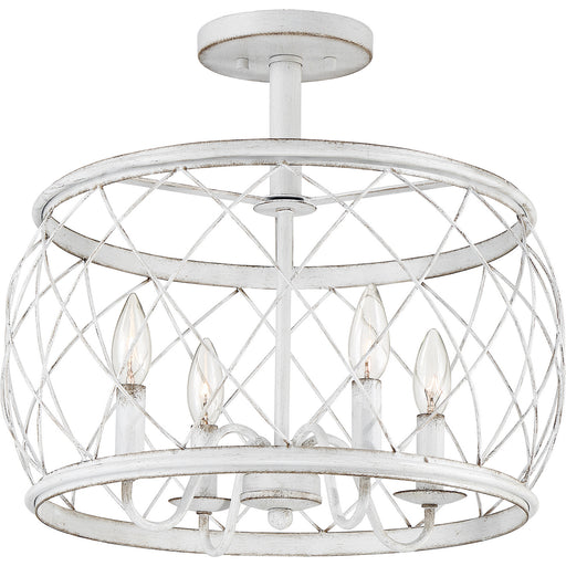Quoizel RDY1717AWH Dury Four Light Semi-Flush Mount, Antique White Main Image.jpg