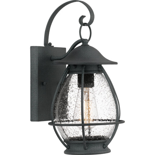 Quoizel BST8407MB Boston One Light Outdoor Wall Lantern, Mottled Black Main Image.jpg