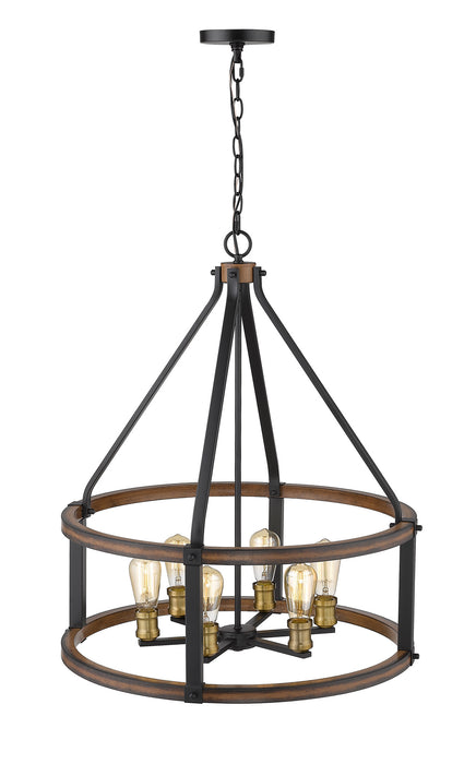 Z-Lite 472-6D-RM Kirkland Six Light Pendant, Rustic Mahogany Alternate Image.jpg