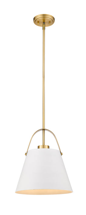 Z-Lite 726P-MW+HBR Z-Studio One Light Pendant, Matte White / Heritage Brass Main Image.jpg