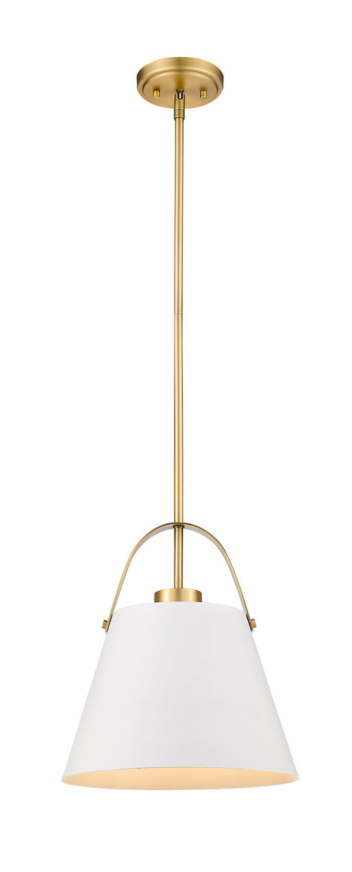 Z-Lite 726P-MW+HBR Z-Studio One Light Pendant, Matte White / Heritage Brass Main Image.jpg