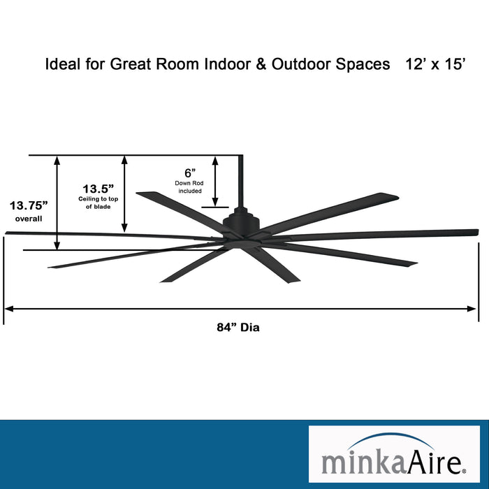 Minka-Aire F896-84-CL Xtreme H2O 84" Outdoor Ceiling Fan, Coal Alternate Image 2.jpg