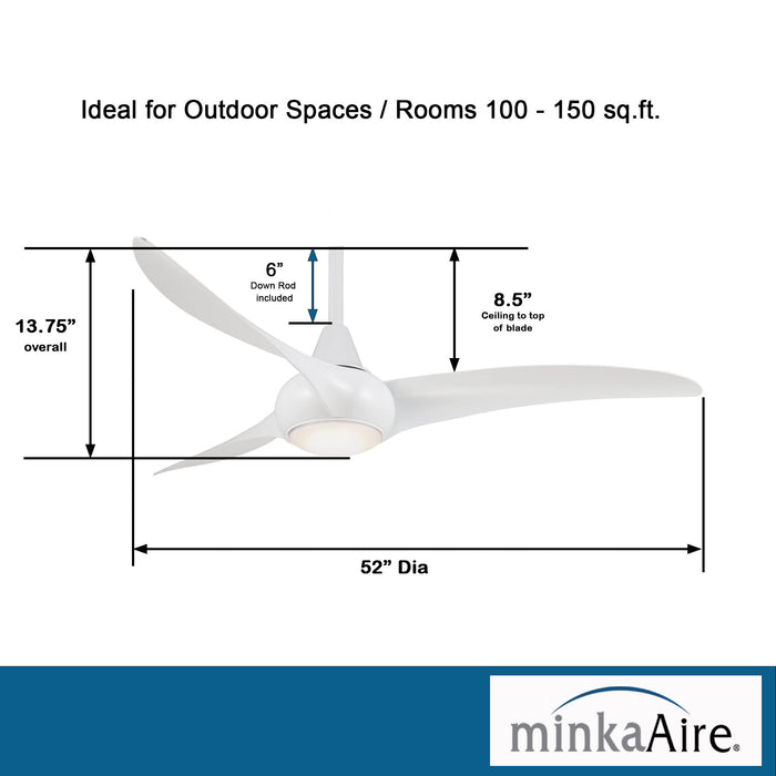 Minka-Aire F844-WH Light Wave 52" Ceiling Fan, White Alternate Image 3.jpg