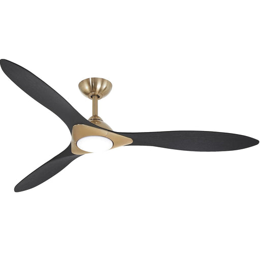 Minka-Aire F868L-SBR/CL Sleek - 3-Blade 60" LED Smart Ceiling Fan, Soft Brass with Coal Blades Main Image.jpg