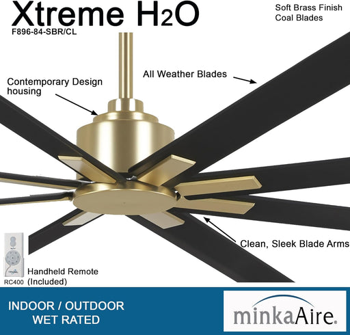 Minka-Aire F896-84-SBR/CL Xtreme H2O 84" Outdoor Ceiling Fan, Soft Brass and Coal Alternate Image.jpg
