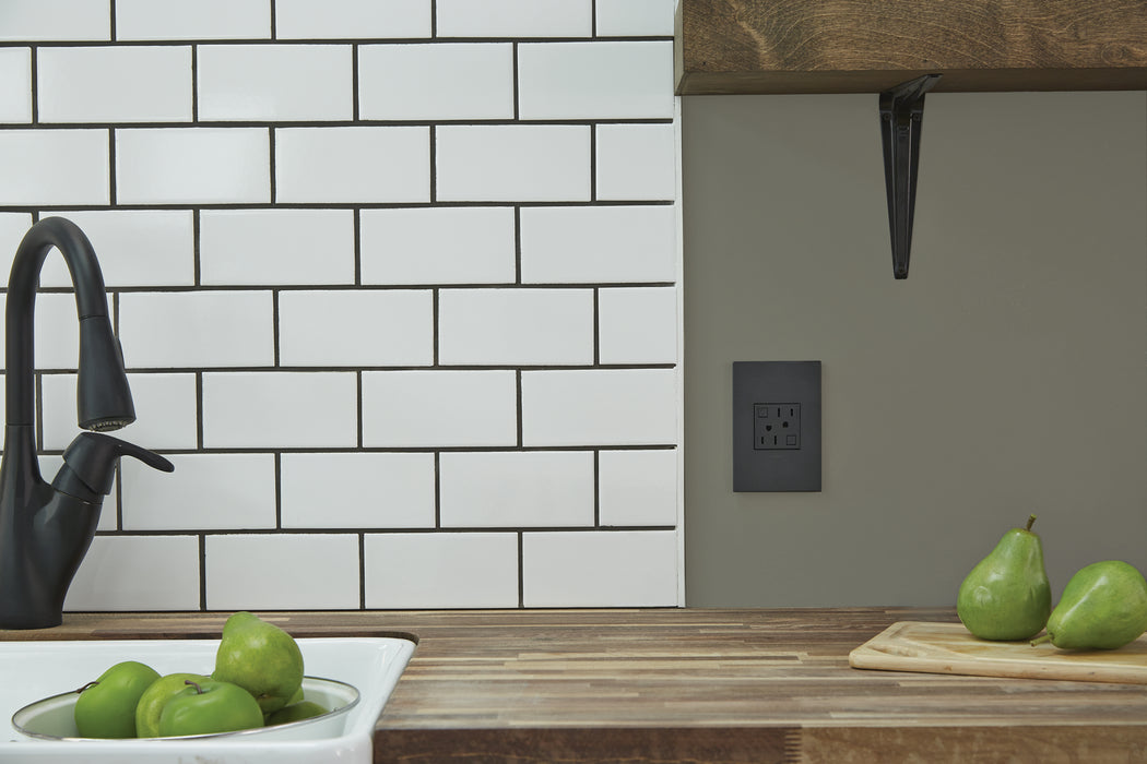 adorne® AGFTR2152G4 Tamper-Resistant 15A Duplex Self-Test GFCI Receptacles, Graphite Alternate Image 2.jpg