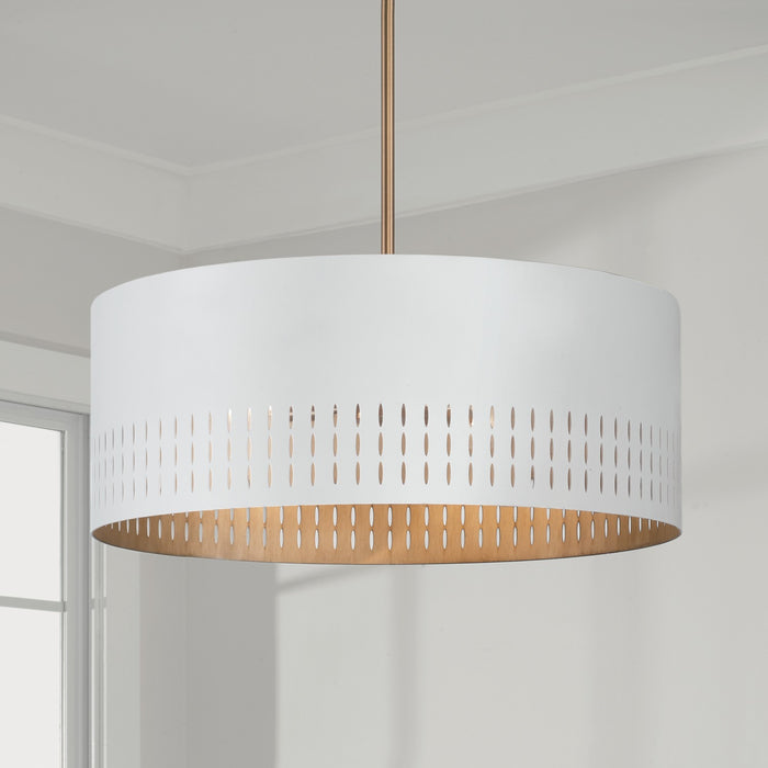 Capital Lighting 350233AW Dash Three Light Pendant, Aged Brass and White Alternate Image 2.jpg