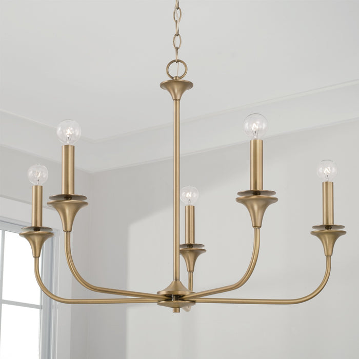 Capital Lighting 448951AD Presley Five Light Chandelier, Aged Brass Alternate Image 2.jpg