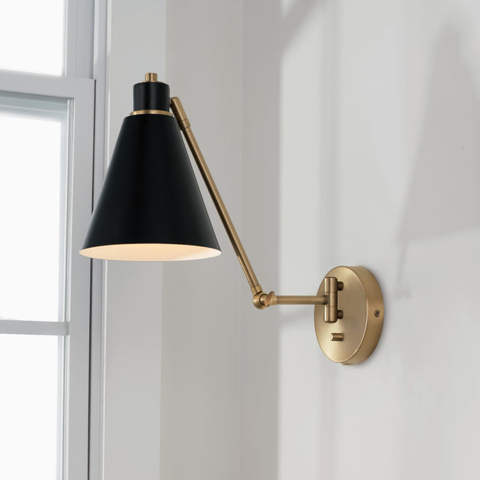 Capital Lighting 650111AB Bradley One Light Wall Sconce, Aged Brass and Black Alternate Image 3.jpg