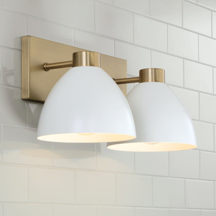Capital Lighting 152021AW Ross Two Light Vanity, Aged Brass and White Alternate Image 2.jpg