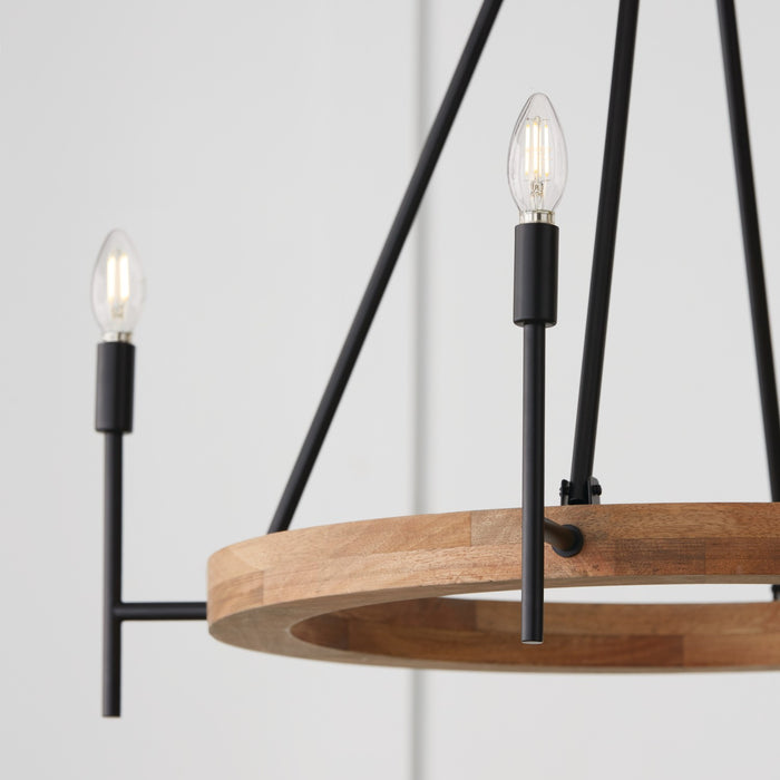 Capital Lighting 450841WK-709 Jonah Four Light Chandelier, Light Wood and Matte Black Alternate Image 3.jpg
