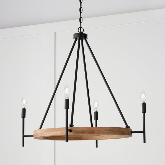 Capital Lighting 450841WK-709 Jonah Four Light Chandelier, Light Wood and Matte Black Alternate Image.jpg