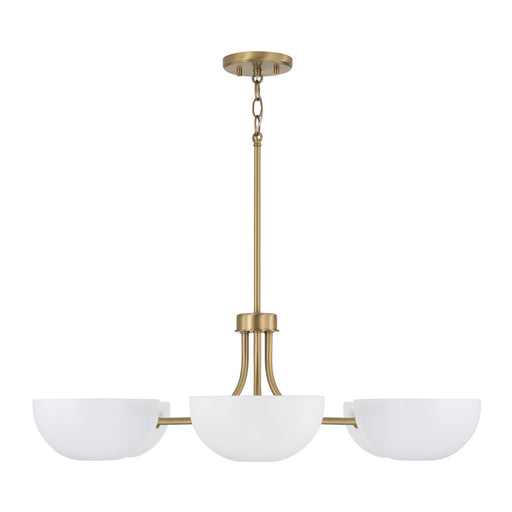 Capital Lighting 451461AW Reece Six Light Chandelier, Aged Brass and White Alternate Image.jpg