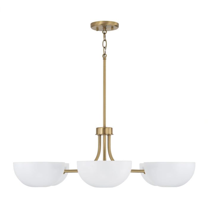 Capital Lighting 451461AW Reece Six Light Chandelier, Aged Brass and White Alternate Image.jpg