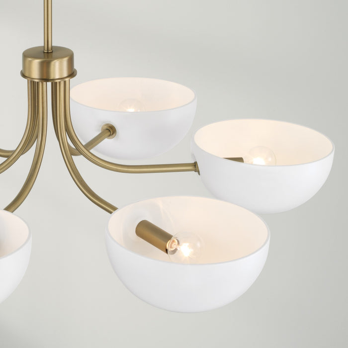 Capital Lighting 451461AW Reece Six Light Chandelier, Aged Brass and White Alternate Image 2.jpg