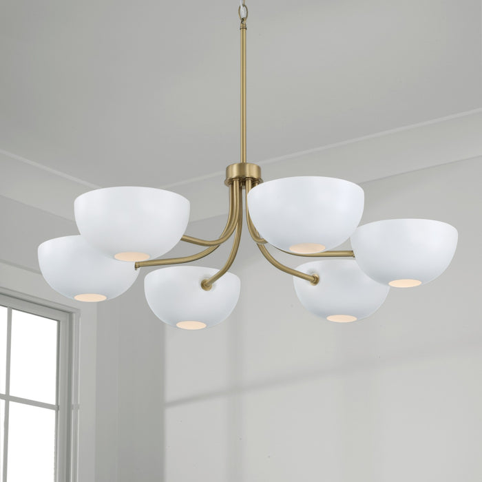 Capital Lighting 451461AW Reece Six Light Chandelier, Aged Brass and White Alternate Image 6.jpg
