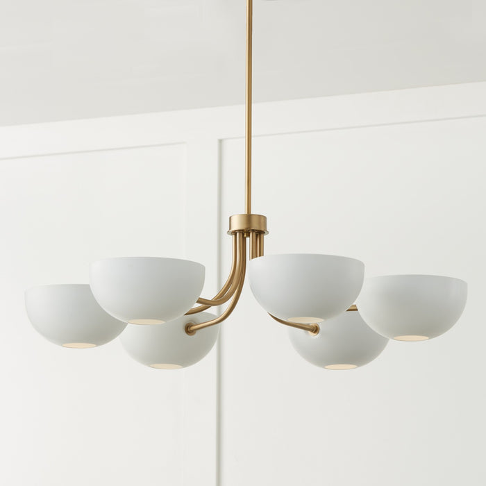 Capital Lighting 451461AW Reece Six Light Chandelier, Aged Brass and White Alternate Image 8.jpg