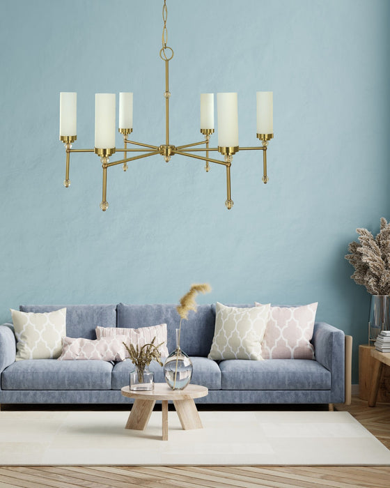Framburg 5880 BR Emily Six Light Chandelier, Brushed Brass Alternate Image.jpg